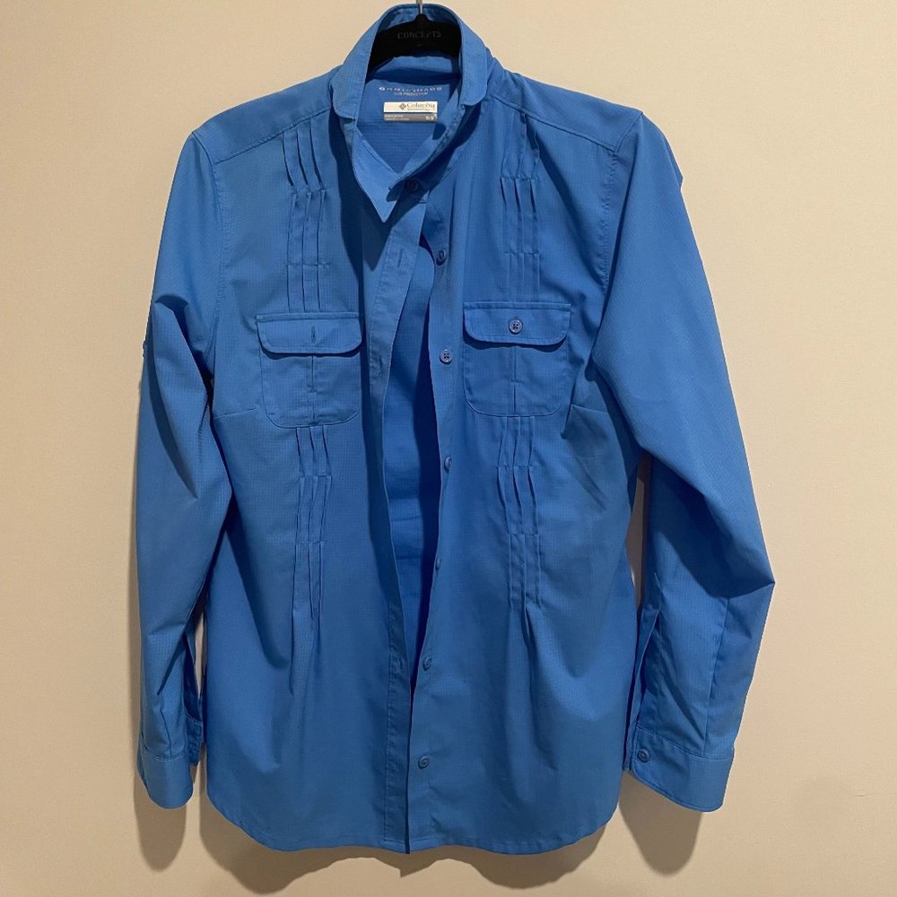 Columbia Omni-Shade Women's Medium Sun Goddess II Blue Button Up